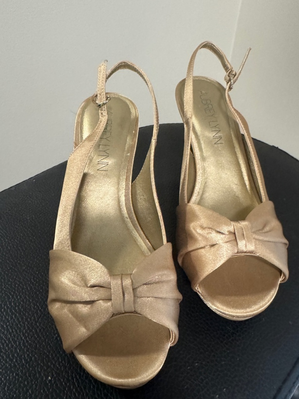 Gold Bow Slingback Heels